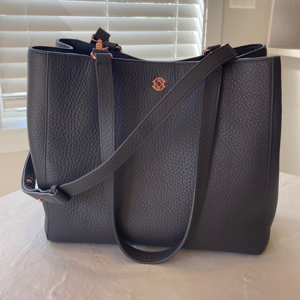 Dagne Dover Allyn leather tote small in graphite